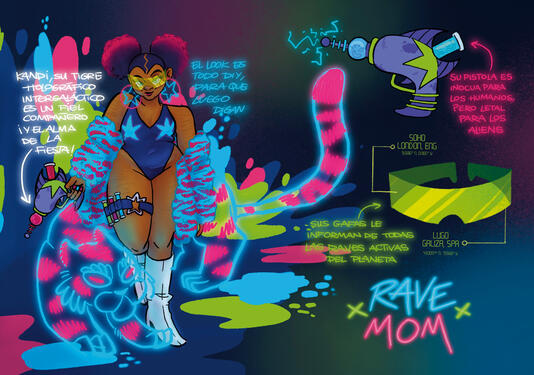Rave Mom, a character design for the zine "Morritas Mágicas"